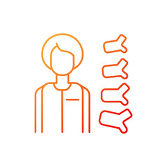 Orthopedic doctor gradient linear vector icon. Orthopedic surgeon. Spine diseases treatment. Back problems diagnosis. Thin line color symbol. Modern style pictogram. Vector isolated outline drawing