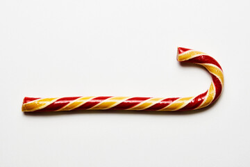 Candy cane isolated on white background with copy space