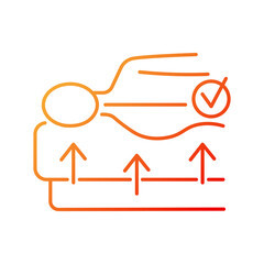 Spine mattress gradient linear vector icon. Orthopedic mattress. Bacs pain prevention. Correct spinal alignment. Thin line color symbol. Modern style pictogram. Vector isolated outline drawing