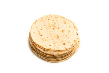 Grilled pitta bread isolated on white background.