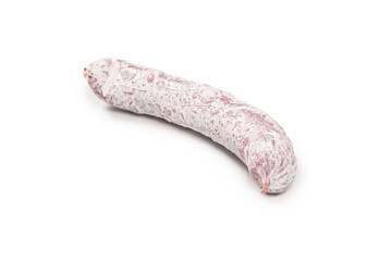 Tasty salami isolated on a white background.