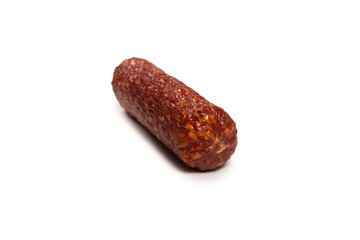 Tasty salami isolated on a white background.
