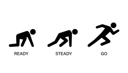 Ready Steady Go Stickman icon. Clipart image isolated on white background
