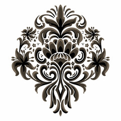 Damask central element isolated. Vector damask illustration.