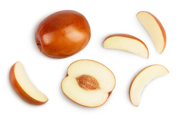 jujube or chinese date isolated on white background with clipping path. Top view. Flat lay