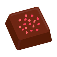 フリーズドライ苺がトッピングされた四角いチョコレート