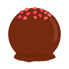 フリーズドライ苺がトッピングされた球体のチョコレート