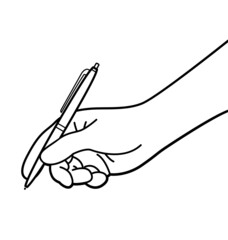 hand with pen writing drawing outline