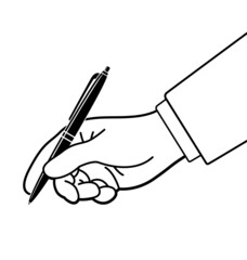 hand with pen writing signing outline