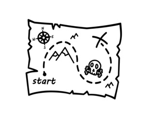 Treasure Hunt map glyph icon. Clipart image isolated on white background