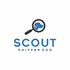 Sniffer Dog with detective magnifying glass Symbol Logo Design