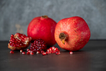 pomegranate on wooden background