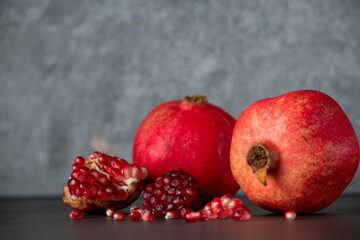 pomegranate on wooden background