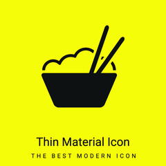 Bowl With Rice And Chopsticks minimal bright yellow material icon