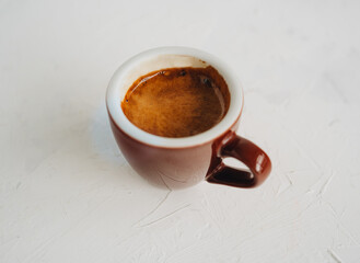 A cup of Hot espresso on white background