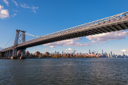 A photograph of a bridge in New York City taken during the day from the Circle Line Cruise