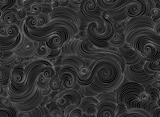 Beautiful abstract wavy seamless pattern with white curling lines. You can use any color of background	
