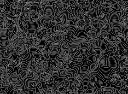 Beautiful abstract wavy seamless pattern with white curling lines. You can use any color of background	
