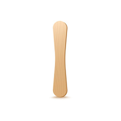 Wooden stick for ice cream or popsicle in realistic 3d style, vector illustration isolated on white background.