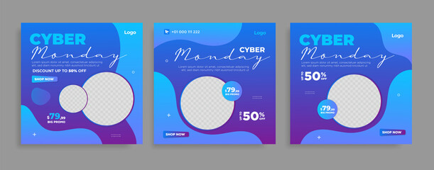 gradient cyber monday social media post collection