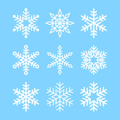 Fototapeta na wymiar Snowflake icons collection, vector snow symbol set