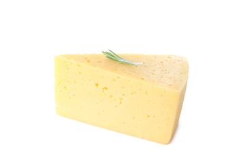 Hard cheese isolated on white background, close up