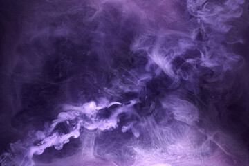 Purple smoke on black ink background, colorful fog, abstract swirling purple ocean sea, acrylic...