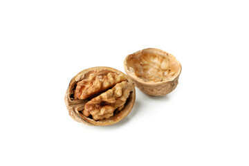 Walnut isolated on white background, close up