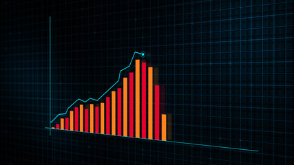 Fototapeta premium 3D rendering of growing line graph of digital income growth chart