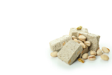 Halva with pistachio isolated on white background