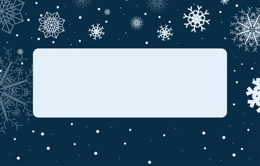 Naklejka na ściany i meble Light blue blank square label decorated with snowflakes, vector illustration of winter, christmas and new year.