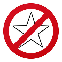 Fototapeta premium No Star Symbol Isolated on White Background. Medal Award Vector Illustration Prohibition Stop Sign.