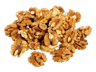 Shelled Walnuts on white Background Isolated