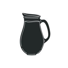 Water Jug Icon Silhouette Illustration. Pitcher Drink Vector Graphic Pictogram Symbol Clip Art. Doodle Sketch Black Sign.
