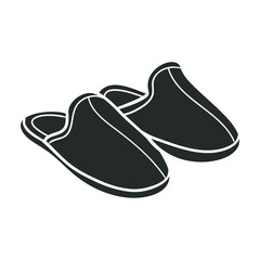 Slippers Icon Silhouette Illustration. Home Shoes Vector Graphic Pictogram Symbol Clip Art. Doodle Sketch Black Sign.