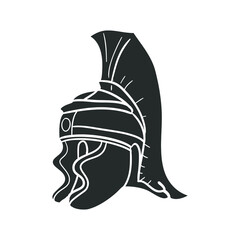 Roman Helmet Icon Silhouette Illustration. Ancient History Vector Graphic Pictogram Symbol Clip Art. Doodle Sketch Black Sign.