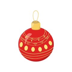 Hand drawn decorative Christmas ornament. Christmas Ball Decoration. Vector doodle sketch illustration isolated on white background.