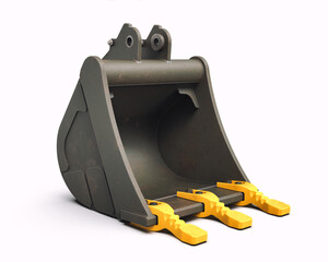 Heavy trench excavator bucket isolated on white background © jack_less