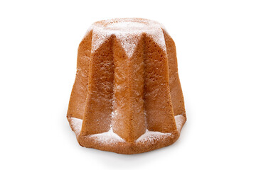 Pandoro, traditional Italian Christmas cake with icing sugar isolated on white, clipping path
