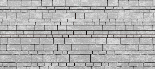 Fototapeta na wymiar Vintage white brick wall texture background empty floor panoramic, blank concrete wall background, wallpaper modern interior and exterior and backdrop design, banner, 3d render illustration