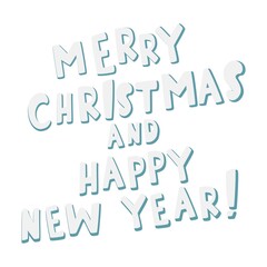 Hand drawn Lettering Merry Christmas and Happy New Year. Vector doodle sketch illustration isolated on white background.