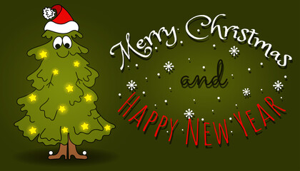 christmas tree happy new year sign doodle happy fun funny gift