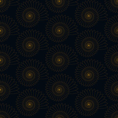 art deco style shell seamless pattern in graphic gold black shades