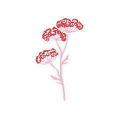 Pink floral elements. Flower and green leaves.Modern trendy Matisse minimal style.  Floral poster, invite. Vector arrangements for greeting card or invitation design