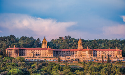 Fototapeta na wymiar Pretoria union building in bright colours during sunset