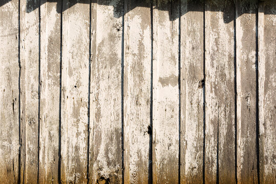 Whitewashed Wooden Boards On An Old Barn