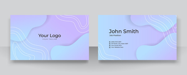 Fototapeta na wymiar Modern elegant soft blue and purple business card template with liquid shapes. Creative luxury and clean business card template with corporate concept. Vector illustration