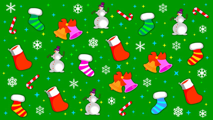 Christmas, illustration of a christmas background with various objects.

