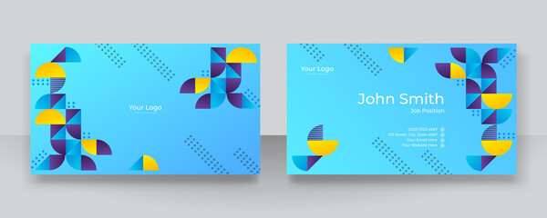 Modern elegant simple blue business card design template