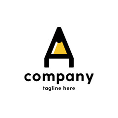 letter a pencil logo